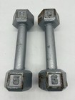 Vintage Pair Of 2 Cast Iron 5lb Hex Dumbbells Total 10 Pounds Gym Weights