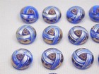 38 Pc Set Antique Blue Glass Gold Accents Hand Painted Shank Buttons  5 