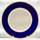 Franciscan Piedmont - 10 5 8  Dinner Plate - Cobalt Blue Rim Band Gold Trim