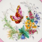 French Pink Porcelain Butterfly Floral Cake Pastry Pedestal Plate Stand 19th C B