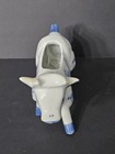 Vintage Blue   White Hand Painted Porcelain Floral Cow Creamer