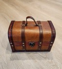 Wooden Treasure Chest Wood Keepsake Trunk Jewelry Memento Trinket Stash Box 