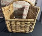 Vintage Large Sturdy Wicker Firewood Harvest Gathering Basket Farmhouse Unique 
