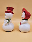 Vintage Mrs   Mr Snowman Salt Pepper Shakers Christmas Japan Candy Cane