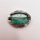 Vtg Art Deco Peking Glass Brooch - Beautiful Mottled Green Art Glass - C Clasp