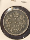 1899 Canada Queen Victoria Silver 5 Cents  Very Fine  Old Canadian Coin 