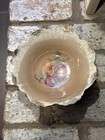 Vintage Beige Floral Decorative Hand Painted Porcelain Bowl W scallop Gold Edge