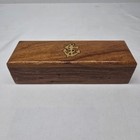 Vintage Wooden Box With Brass Inlay Anchor Nautical Theme