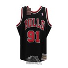 Dennis Rodman Autograph Chicago Black Mitchell   Ness Basketball Jersey -bas xl 