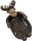 Studio Art Pottery Moose Soap Dish Stoneware Deep Brown Glaze 2012 Signed 7   