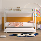 Twin Over Twin Metal Bunk Bed With Trundle Loft Bed Frames Ladder Home School