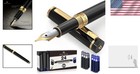 Luxury Fountain Pen With Medium Nib - Includes Gift Pouch   24 Ink Cartridges