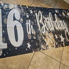 Black And Gold Happy 16th Birthday Giant Banner