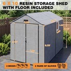 6x10 Ft Resin Shed Outdoor Storage Plastic Garden Shed With Floor
