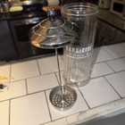 Vintage Barbicide Disinfectant Glass Jar Container King Research Inc -11  Tall