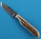 Anza Hand Made Mini Fixed Blade Knife High Carbon Steel Blade Full Elk Handles