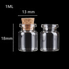 100 Pcs Small Bottles 1ml 13x18mm Clear Cork Vials Glass Bottles Wishing Bottle