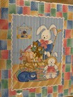 Vtg Nursery Fabric Panel Bunny Bear Cat Doll Crib Quilt Top Pastel Patchwork