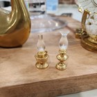 Miniature Hurricane Oil Lamp Vintage Light Brass Base Hard Plastic Dollhouse 2