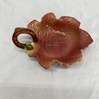 Vintage Leaf Bowl Ceramic Trinket Dish Pottery Pink Orange Handle 7 