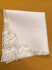        Vintage Antique Chemical Lace Edged Floral Bridal Wedding Hankie       