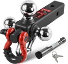Tri Ball Trailer Hitch Mount 2 Inch Receiver Swivel Shackle Tow Hook Chrome Ball