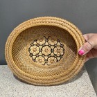 3 Vtg Woven Wicker Beige Bamboo Baskets Oval Nesting Boho Wall Decor Vgc
