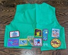 Vintage 1990 s Girl Scouts Bright Green Vest W  Patches Size 16 Usa Collectible
