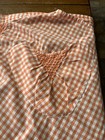 Vintage Half Apron 2 Pockets Smocking Orange Gingham Checked Cottagecore