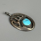 Southwestern Native Style Sterling Silver Bear Claw Pendant W  Turquoise Stone