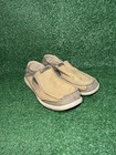 Crocs Walu Men s Size 10 Luxe Canvas Slip-on Boat Shoes Loafers Tan Khaki Brown