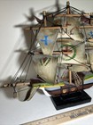 Handcrafted Vintage Heavy Wooden Sailboat Ship Model 15lx4wx13 5t