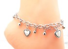 New Heart Charm Anklet Ankle Bracelet Layered Silver Plated