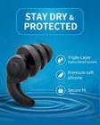 3 Pair Pro Swim Ear Plugs Waterproof Reusable Silicone Swimming Surfing Black