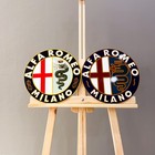 Alfa Romeo Milano Emblem Metal Sign Set Of 2 Automobilia Decor 30 Cm   11 8  