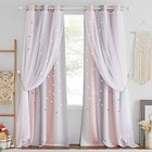  Girls Curtains For Bedroom 84 Inches Long 42 w X 84 l  pack Of 2  Pink   Grey