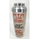 Vintage Glass Cocktail Recipe Shaker Aluminum Lid Mcm Barware Martini 9 5 