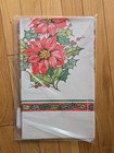 Vintage Ca Reed Christmas Holiday Paper Tablecloth Poinsettia Holly 52x96