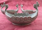 3 - Vintage Pewter Viking Ship Open Salts - 2 5  Long  Hj 4262 - Norway