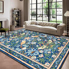 Strawberry Thief Area Rug Dark Green Ultra Thin 5x7 Washable Rug Modern Abs 