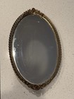 Vintage Oval Vanity Mirror Tray Gold Filigree Roses Hollywood Regency 16   