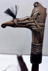 Antique Vintage Dayak Mandau Sword Knife Carved Hilt Wood Scabbard Borneo Dagger