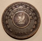 1870 Shaw Republic Of Paraguay 2 Centesimos Vf Rare
