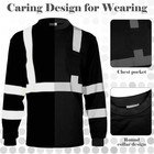 4 Pcs Long Sleeve Safety Shirt High-vis Reflective For Work  Construction Black