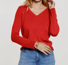 Nwt New Talbots Sz Large V-neck Cashmere Sweater Red Pop  199 00