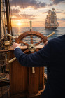 Handmade Nautical Wooden Ship Wheel - Home D  cor Wall Art - Brass Carved Handle