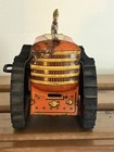 Vintage Marx Tin Litho Bulldozer Wind-up Toy With Driver Orange All Original    