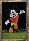 Vintage Black Light Mickey Mouse Painting On Velvet Mexican Folk Art Signed