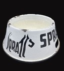 Rare 1920   s Spratt   s Enamel Advertising Dog Bowl W  The Terrier Logo On 2 Sides