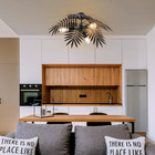 3-light Vintage Black Tropical Coconut Leaves Ceiling Lamp   Rustic Fixtures For